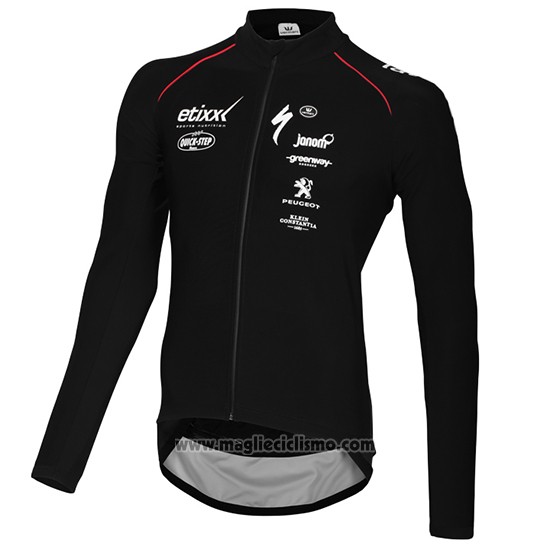 2015 Abbigliamento Ciclismo Ettix Quick Step Nero Manica Lunga e Salopette